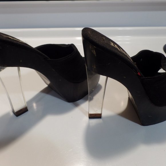 well worn jante clear lucite heel on wooden platforms! - Picture 4 of 11